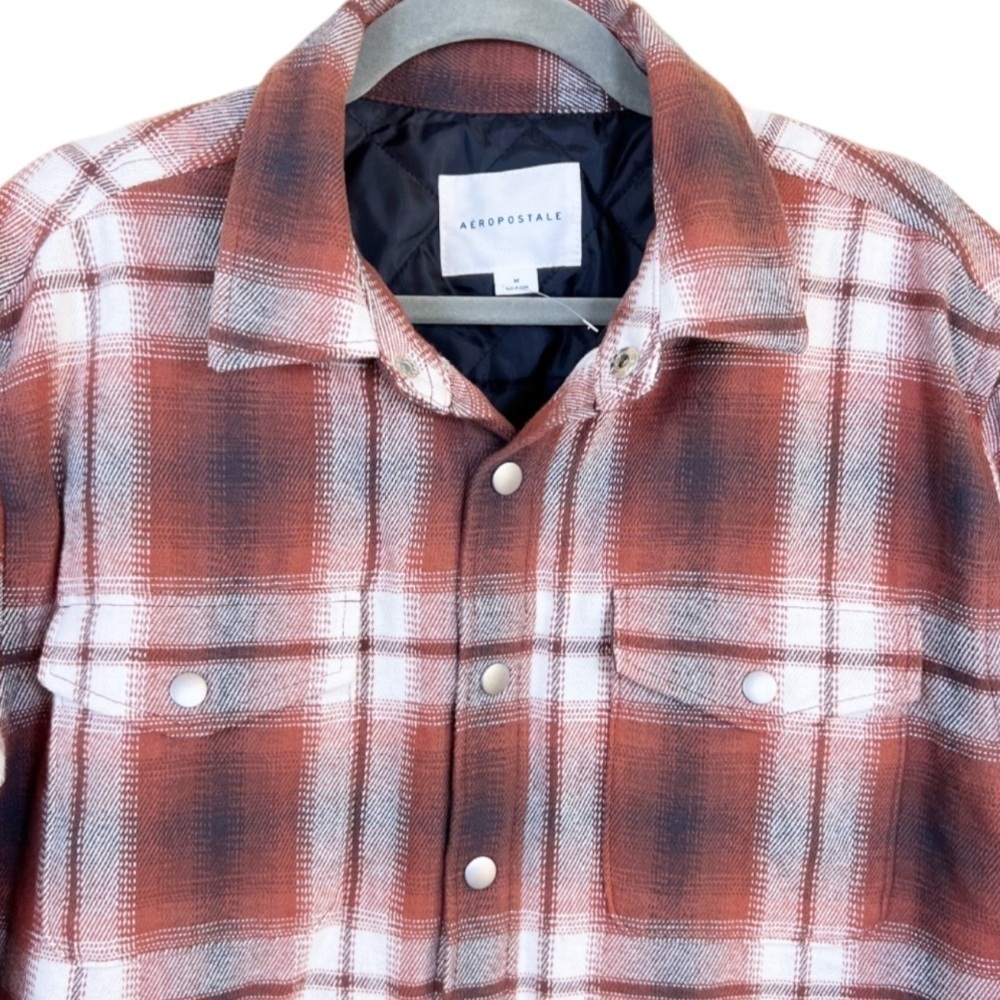 Aeropostale Flannel Shacket Quilted Lining Snap Front Pockets Outdoor Gorpcore M - Picture 3 of 12
